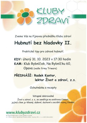 Letáček - KZ Opava - Hubnutí bez hladovky II. - Radek Kantor - Praktické tipy pro zdravé hubnutí.